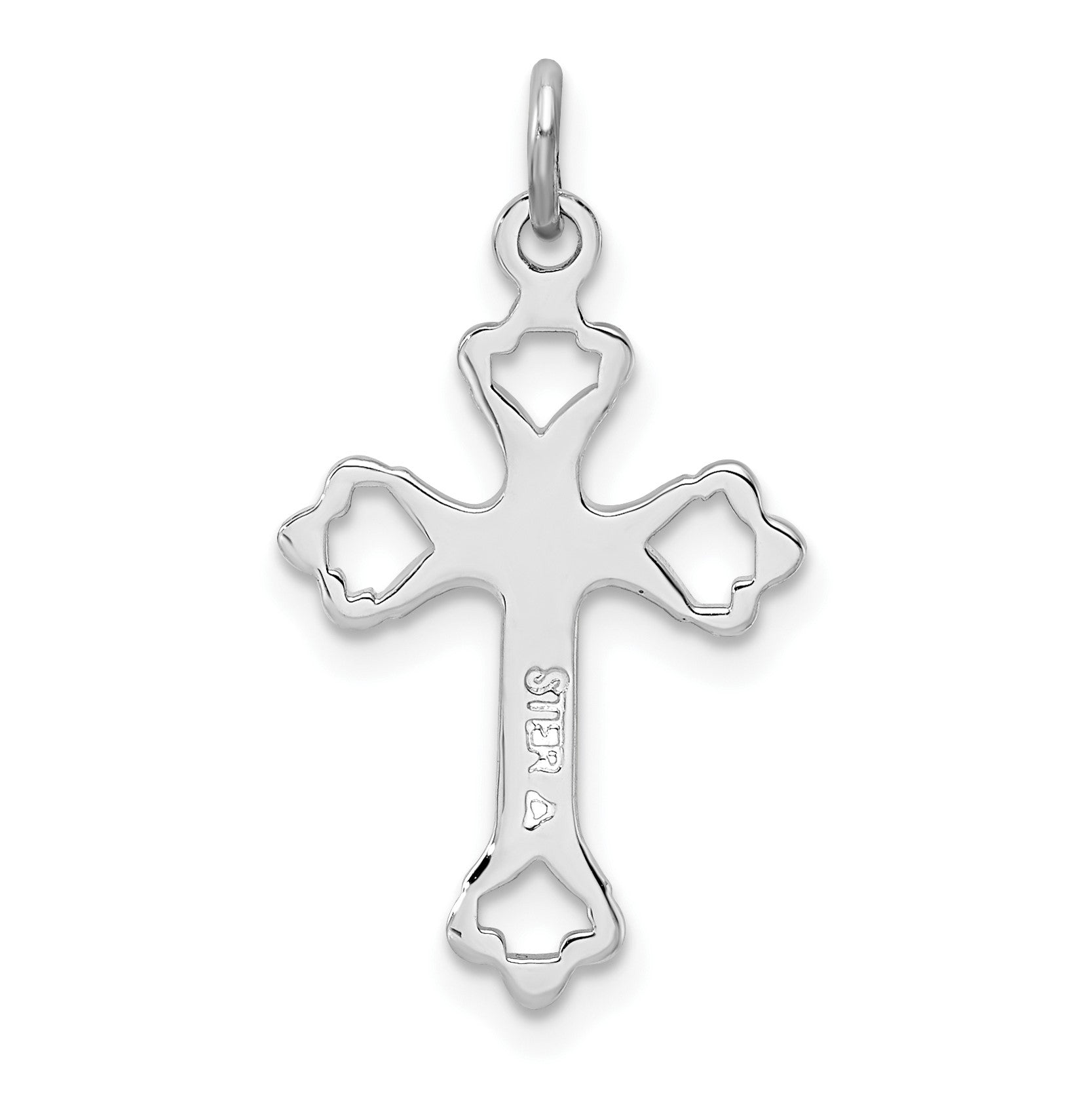 Sterling Silver Platinum-plated Diamond-Cut Cross Pendant