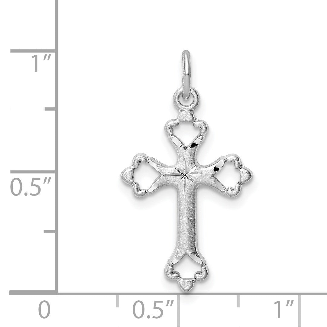 Sterling Silver Platinum-plated Diamond-Cut Cross Pendant