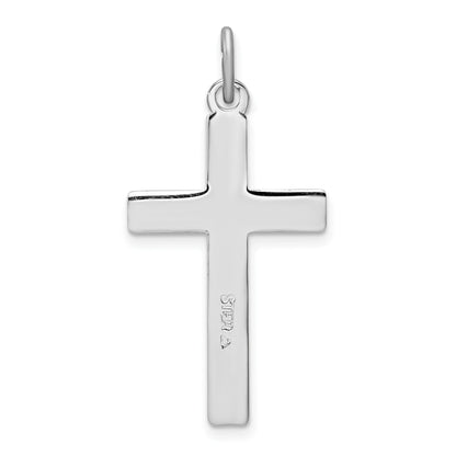 Sterling Silver Platinum-plated Diamond-Cut Cross Pendant