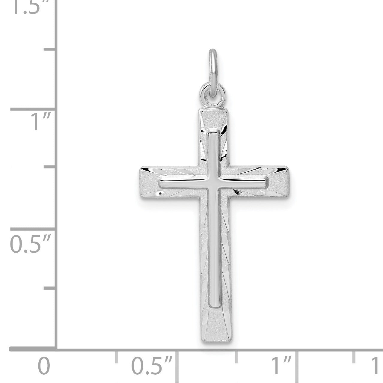 Sterling Silver Platinum-plated Diamond-Cut Cross Pendant