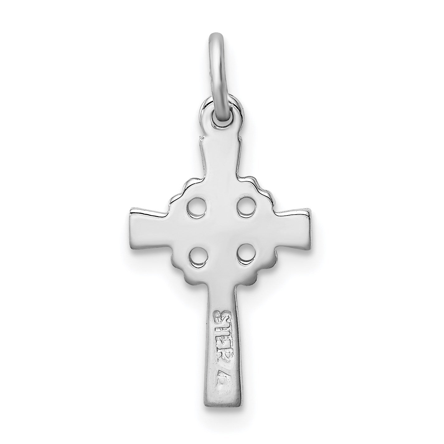 Sterling Silver Platinum-plated Diamond Cut Cross Pendant