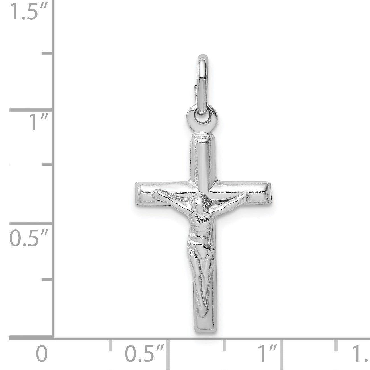 Sterling Silver Rhodium-plated Polished Crucifix Cross Pendant
