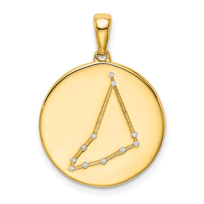 Sterling Silver Gold-plated & CZ Capricorn Zodiac Pendant