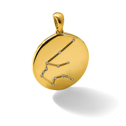 Sterling Silver Gold-plated & CZ Aquarius Zodiac Pendant