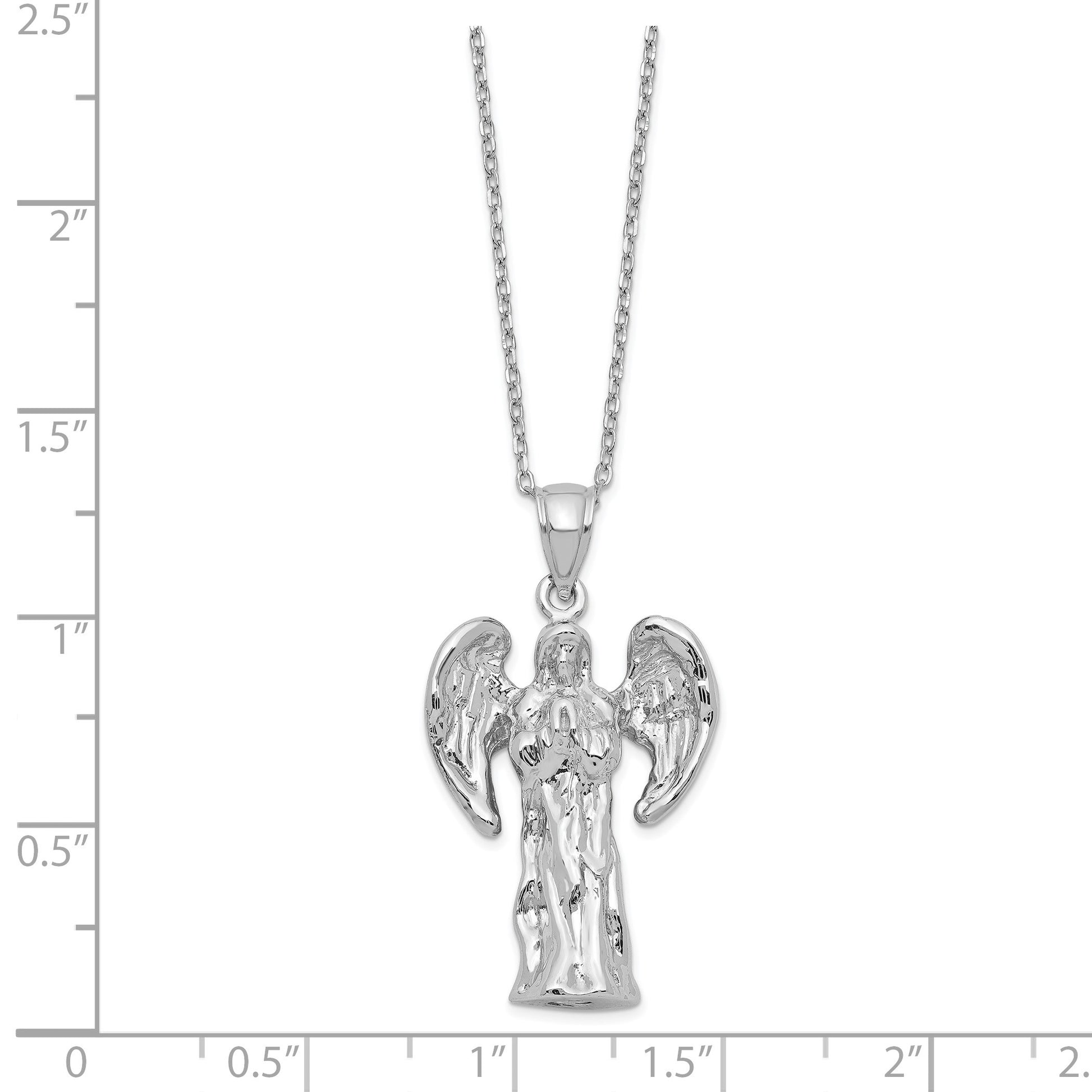 Sterling Silver Rhodium-plated Angel Ash Holder 18in Necklace