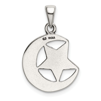 Sterling Silver I LOVE YOU TO THE MOON Antiqued Star and Moon Pendant