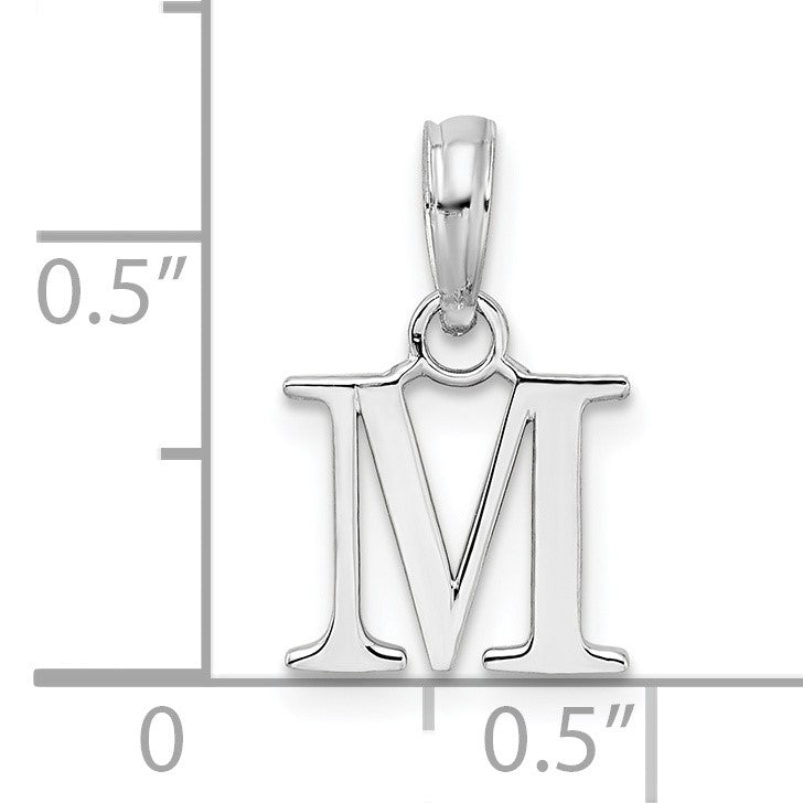 Sterling Silver Rhodium-plated Polished Block Initial -M- Pendant