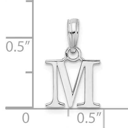 Sterling Silver Rhodium-plated Polished Block Initial -M- Pendant