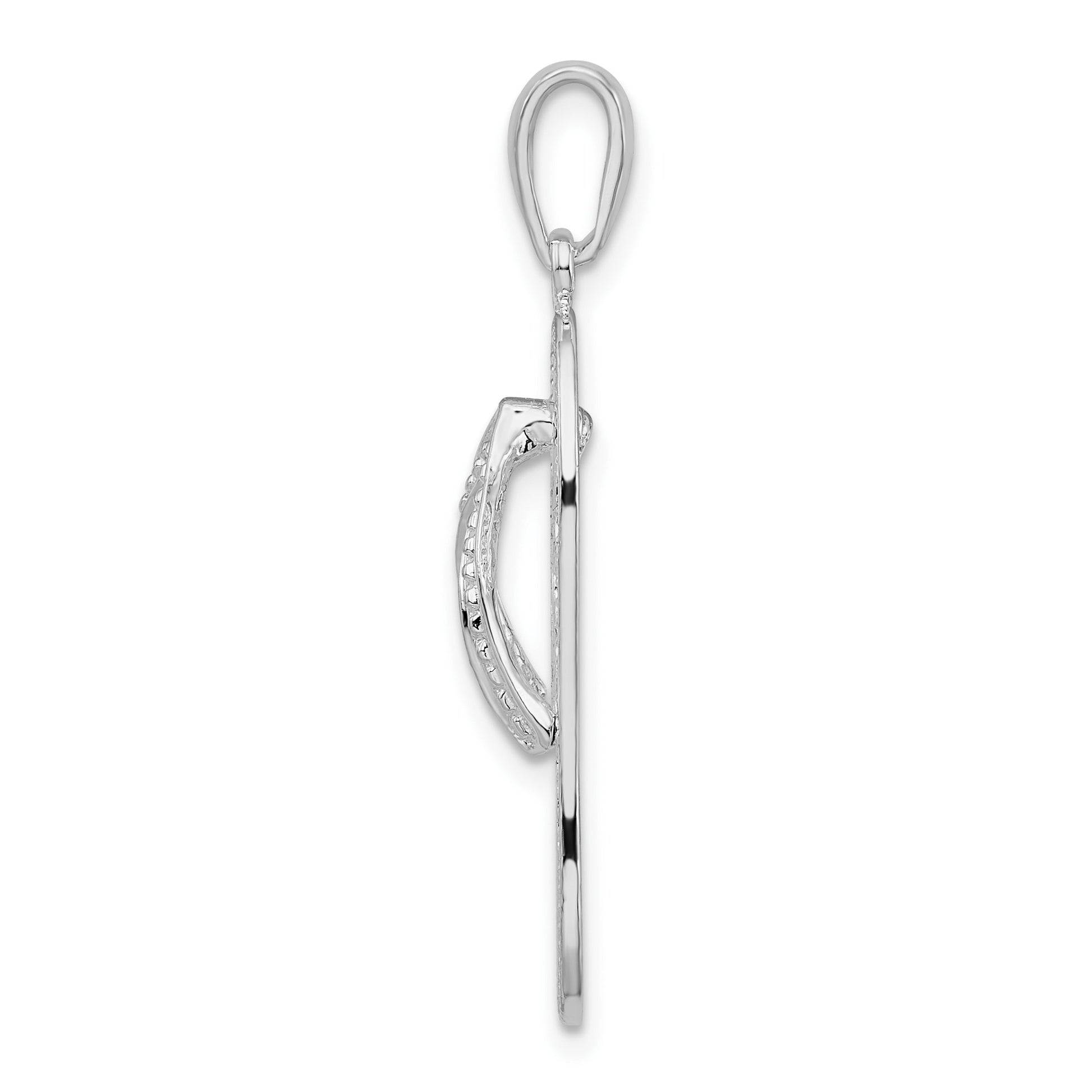 De-Ani Sterling Silver Rhodium-Plated 3D Cut-Out Flowers Flip-flop Pendant