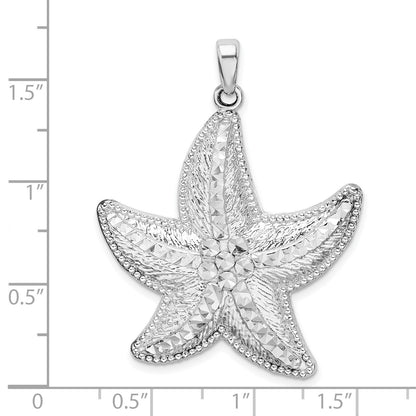 De-Ani Sterling Silver Rhodium-plated Polished Diamond-Cut Large Starfish Pendant