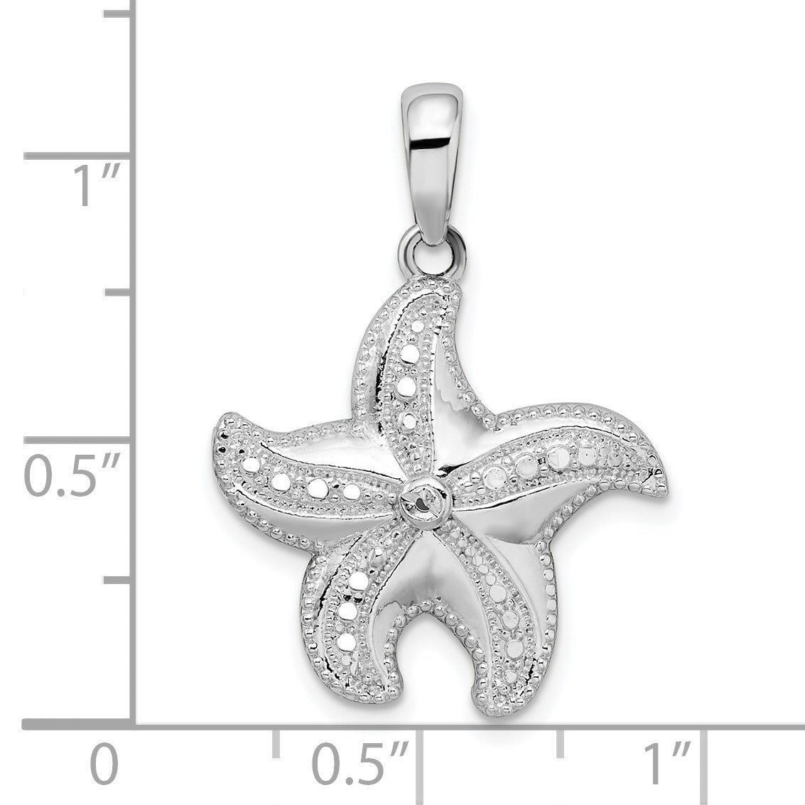 De-Ani Sterling Silver Rhodium-plated Polished Diamond-Cut Starfish Pendant