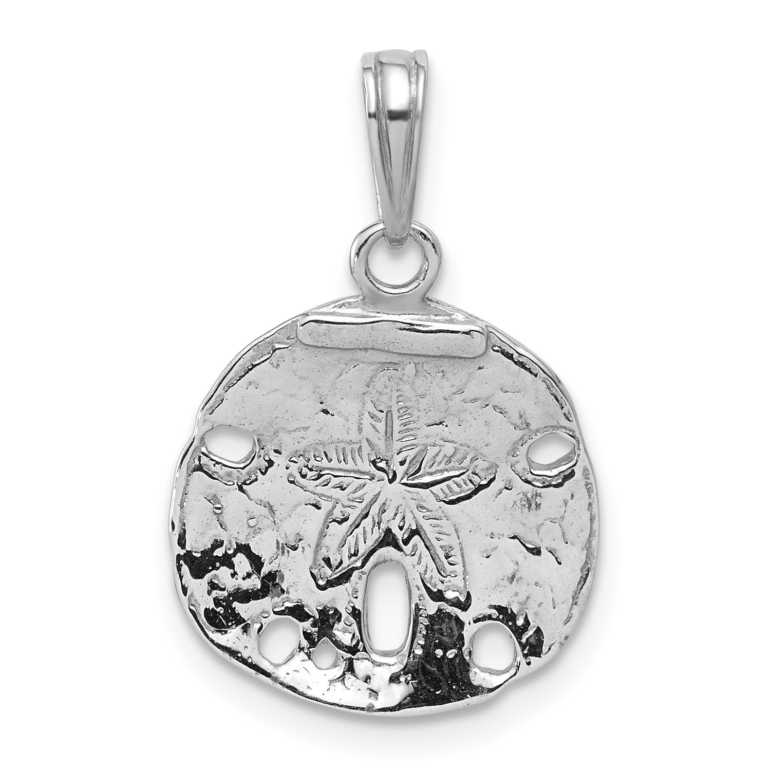 De-Ani Sterling Silver Rhodium-Plated Polished Sand Dollar Pendant
