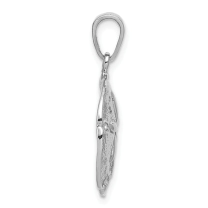 De-Ani Sterling Silver Rhodium-Plated Polished Beveled Sand Dollar Pendant