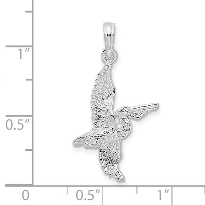 De-Ani Sterling Silver Rhodium-Plated Polished 3D Flying Pelican Pendant