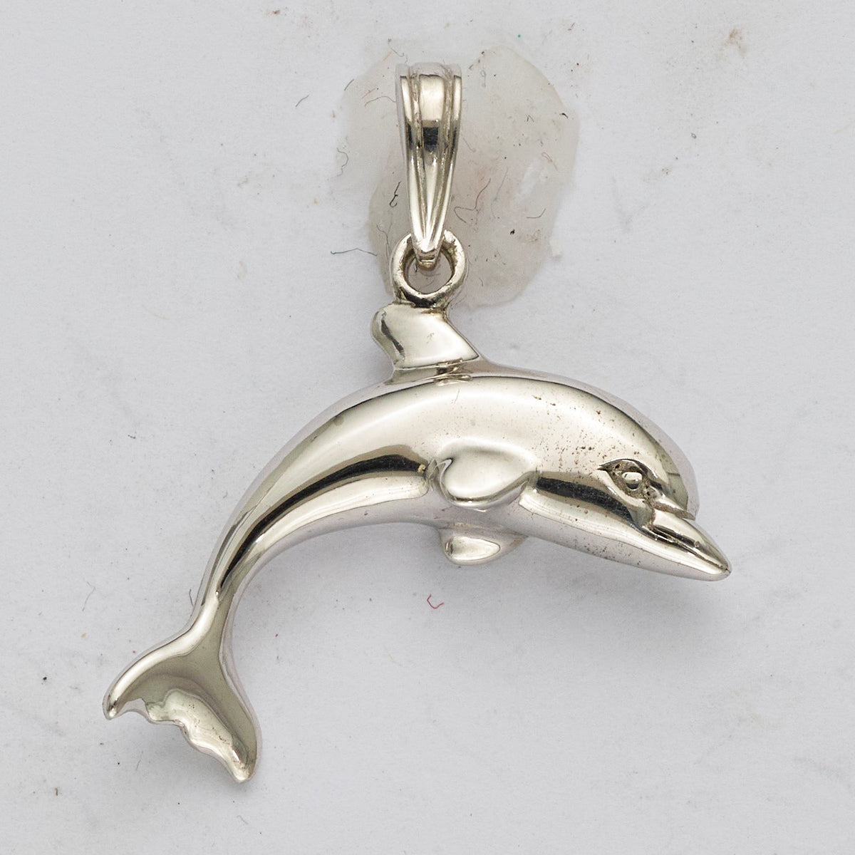 De-Ani Sterling Silver Rhodium-Plated Polished 3D Jumping Dolphin Pendant