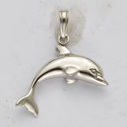 De-Ani Sterling Silver Rhodium-Plated Polished 3D Jumping Dolphin Pendant