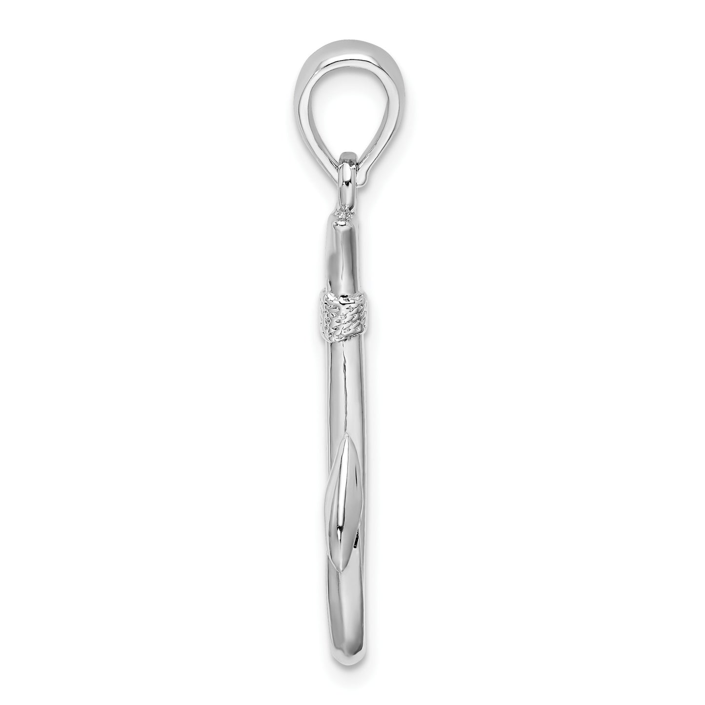 De-Ani Sterling Silver Rhodium-Plated Polished 3D Fish Hook Pendant