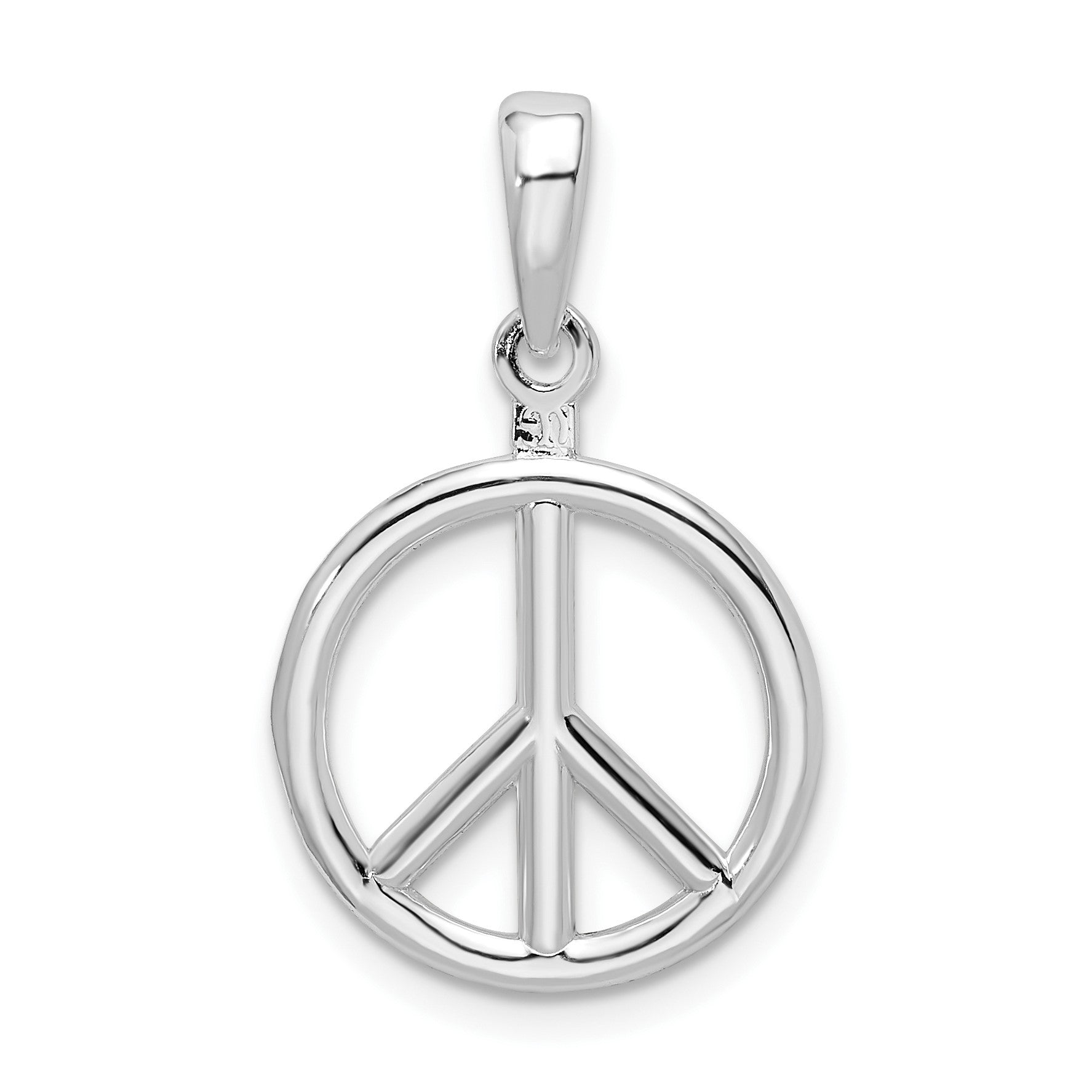 De-Ani Sterling Silver Rhodium-Plated Polished Peace Symbol Pendant
