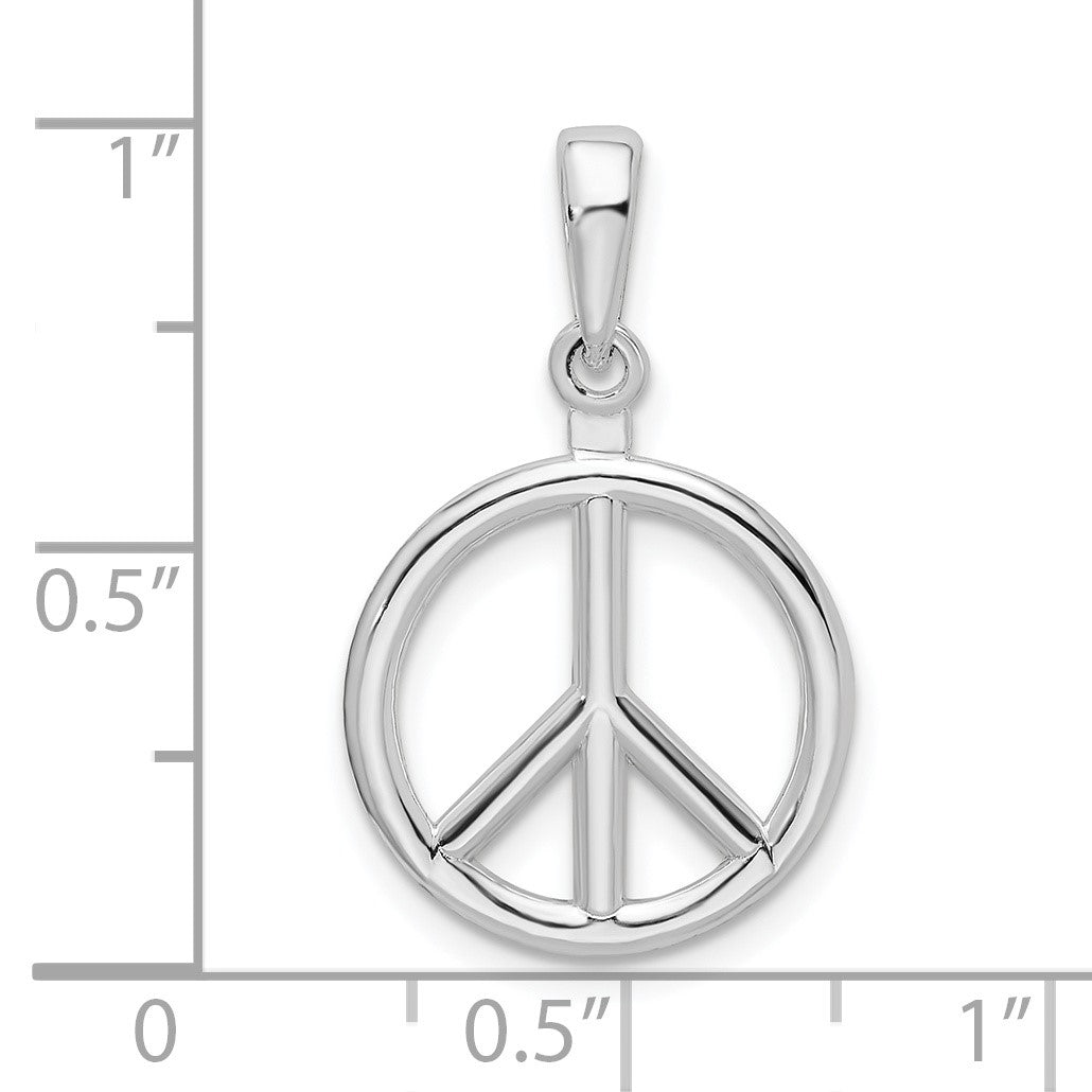 De-Ani Sterling Silver Rhodium-Plated Polished Peace Symbol Pendant