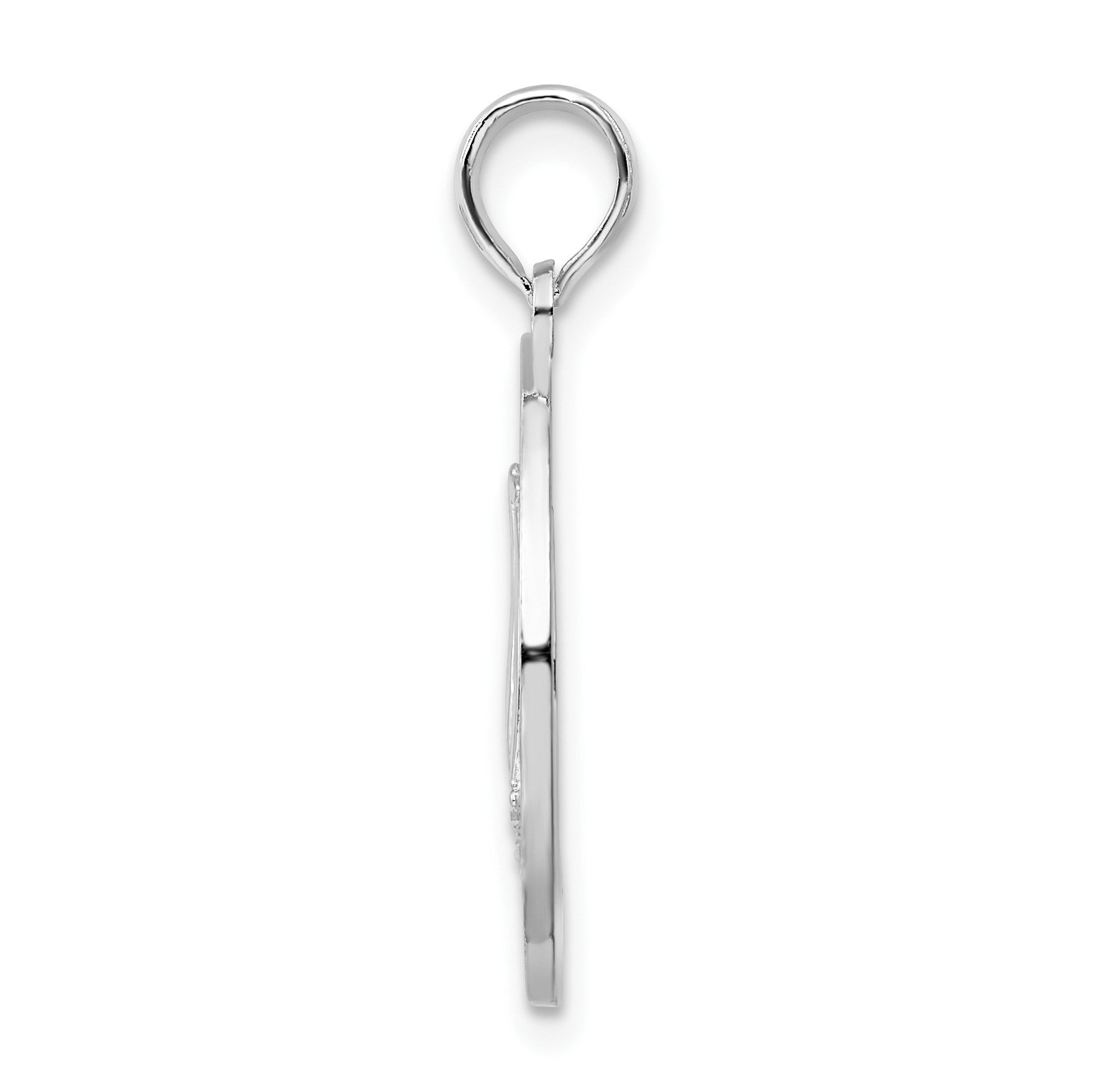 De-Ani Sterling Silver Rhodium-Plated Textured Turks and Caicos with Sailboat Pendant