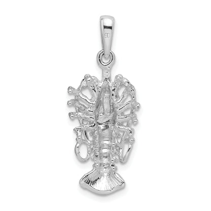 De-Ani Sterling Silver Rhodium-Plated Polished Medium Florida Lobster Pendant