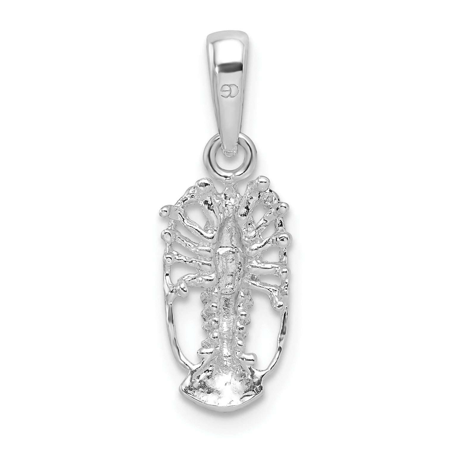 De-Ani Sterling Silver Rhodium-Plated Polished Small Florida Lobster Pendant