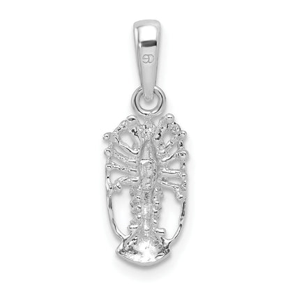 De-Ani Sterling Silver Rhodium-Plated Polished Small Florida Lobster Pendant