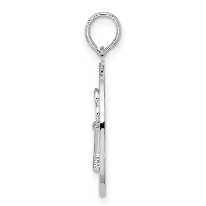 De-Ani Sterling Silver Rhodium-Plated Textured Siesta Key Florida with Key Pendant