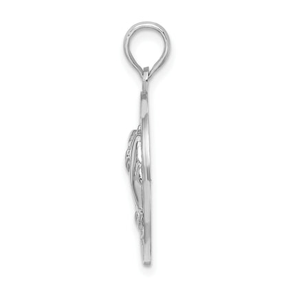 De-Ani Sterling Silver Rhodium-Plated Textured Key West with Dolphins Pendant
