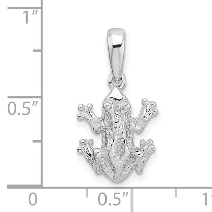 De-Ani Sterling Silver Rhodium-Plated Polished Frog Pendant