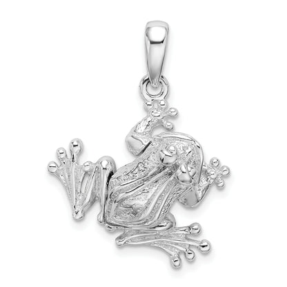 De-Ani Sterling Silver Rhodium-Plated Polished Bug Eyed Frog Pendant