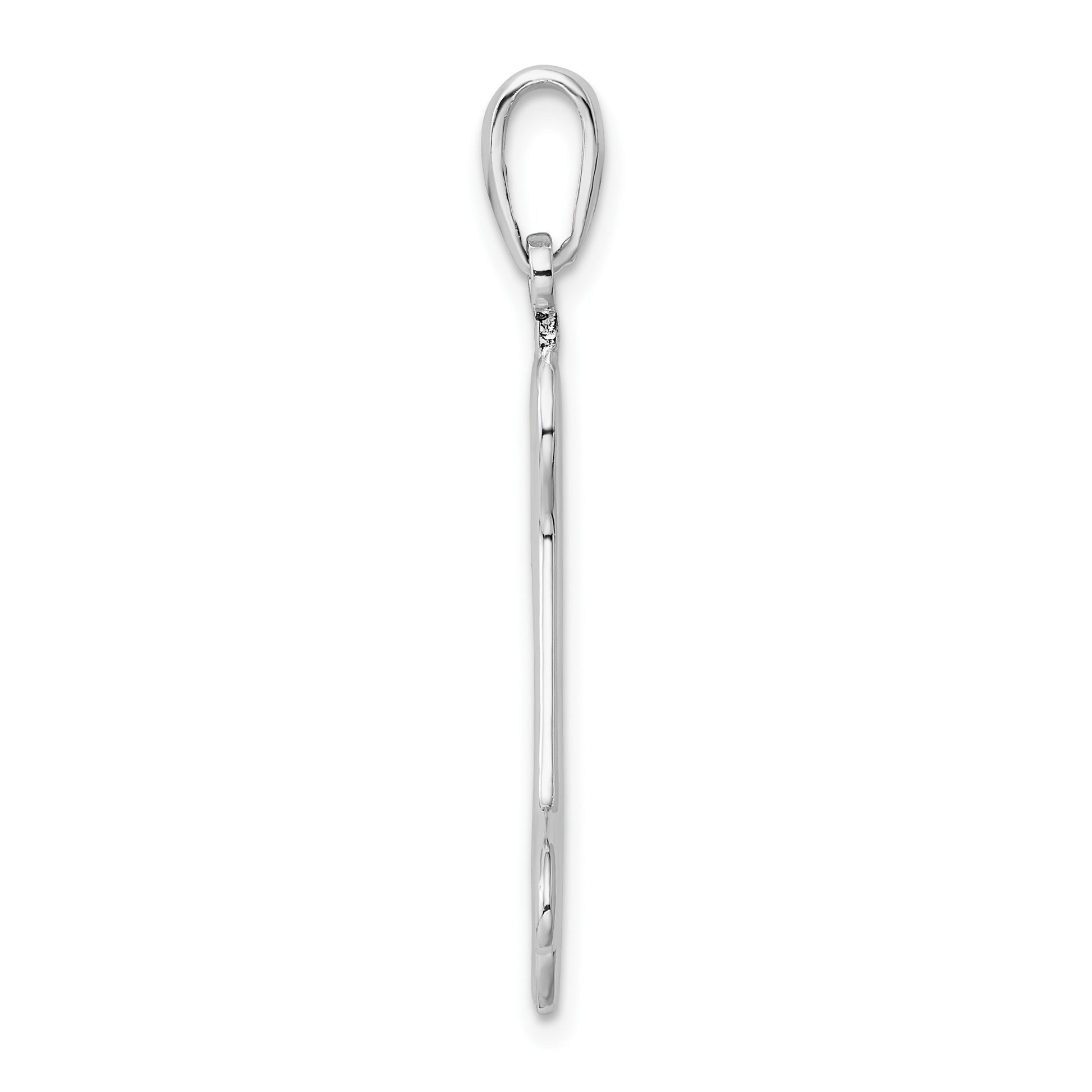 De-Ani Sterling Silver Rhodium-plated Polished Engraveable Dog Bone Pendant