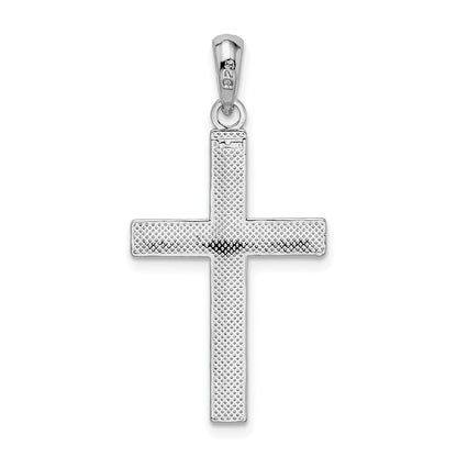 De-Ani Sterling Silver Rhodium-plated Polished Tubular Latin Cross Pendant