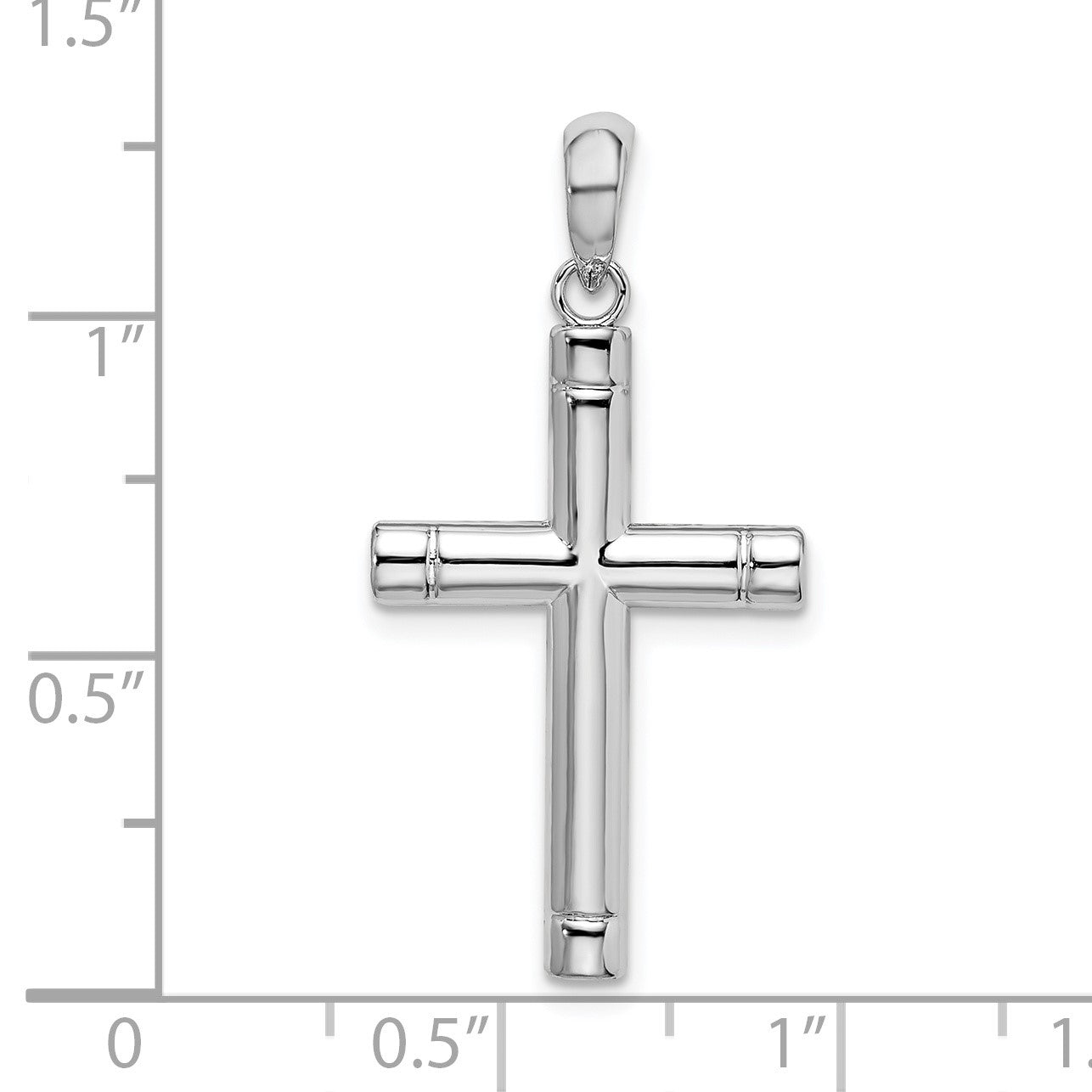 De-Ani Sterling Silver Rhodium-Plated Polished Tubular Latin Cross Pendant