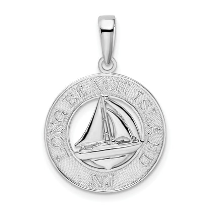 De-Ani Sterling Silver Rhodium-Plated Long Beach Island New Jersey with Sailboat Pendant