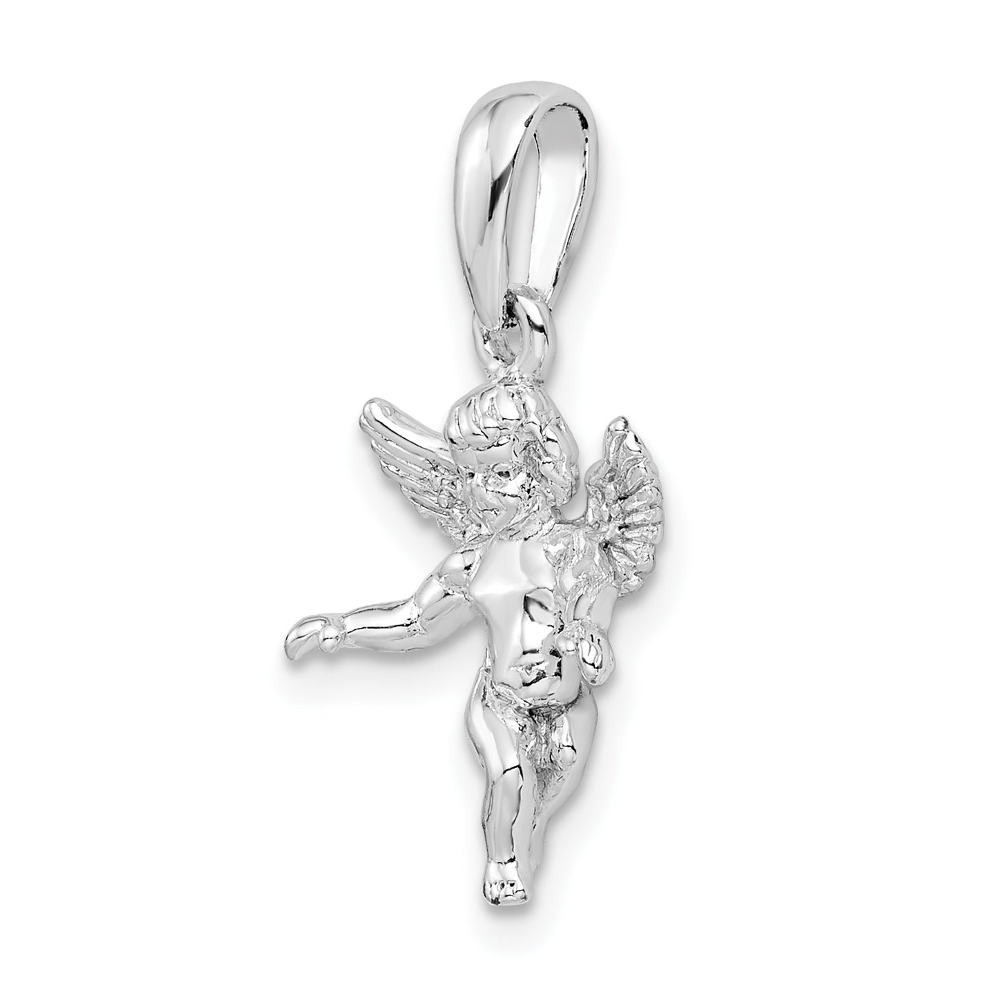 De-Ani Sterling Silver Rhodium-Plated Polished 3D Guardian Angel Pendant
