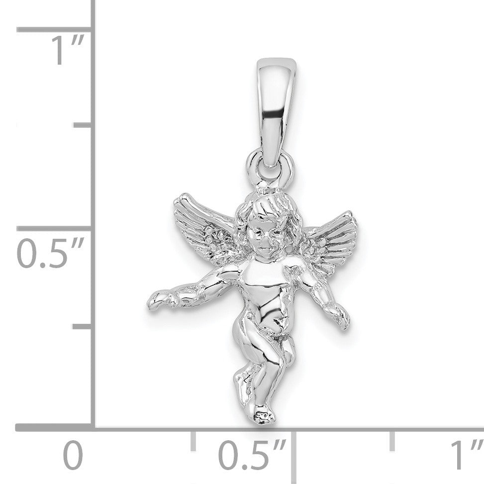 De-Ani Sterling Silver Rhodium-Plated Polished 3D Guardian Angel Pendant