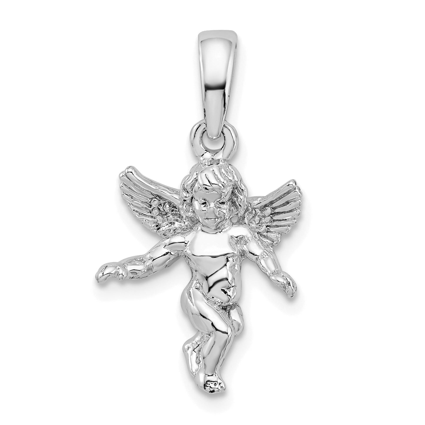 De-Ani Sterling Silver Rhodium-Plated Polished 3D Guardian Angel Pendant