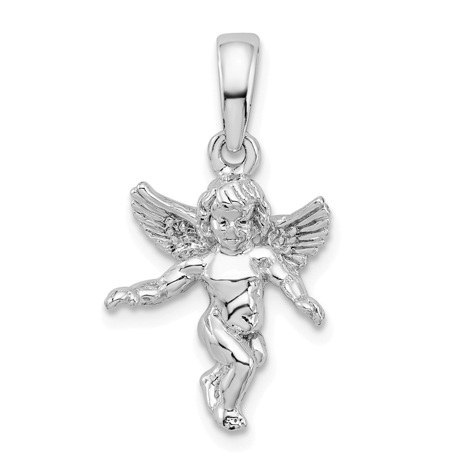 De-Ani Sterling Silver Rhodium-Plated Polished 3D Guardian Angel Pendant