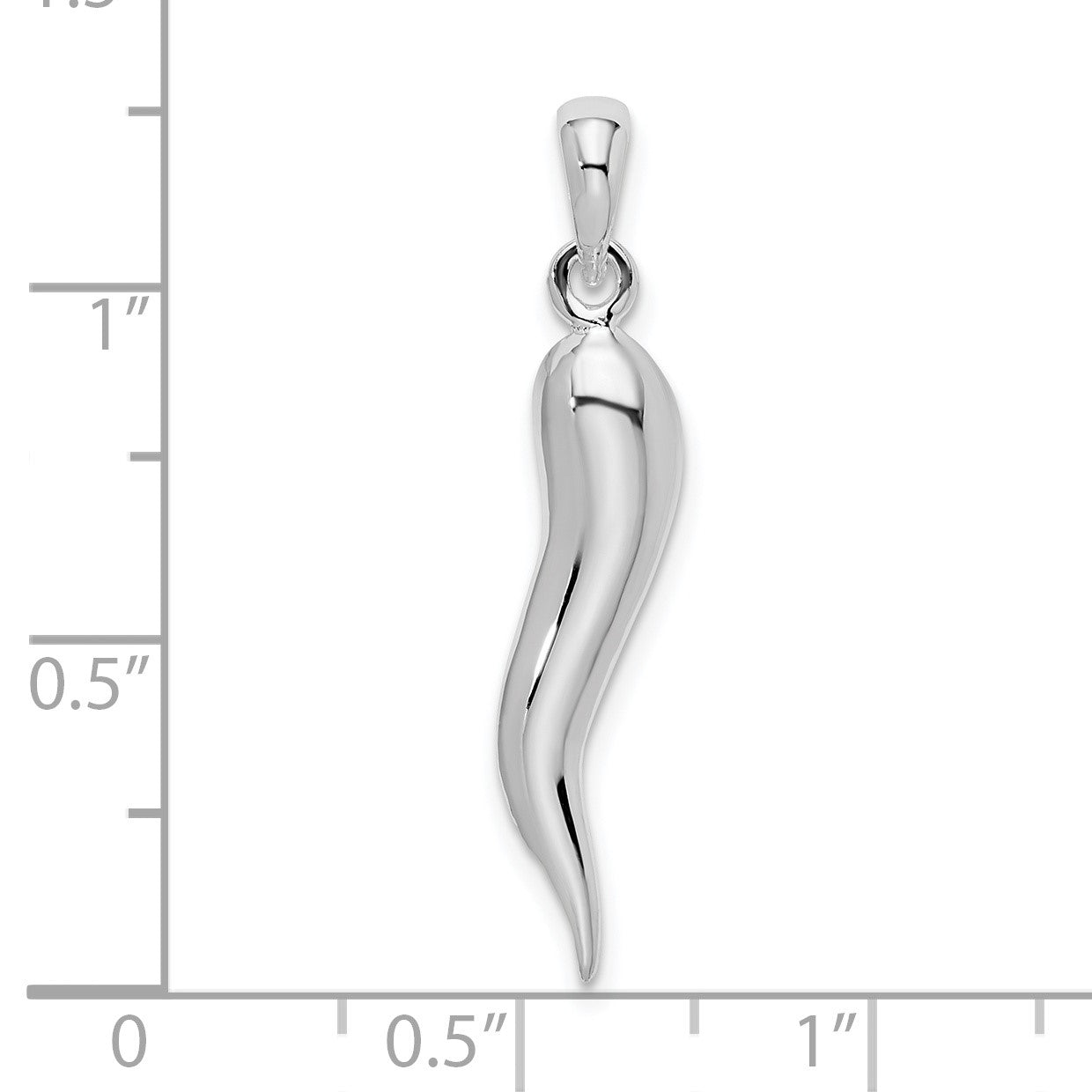 De-Ani Sterling Silver Rhodium-Plated Polished 3D Italian Horn Pendant