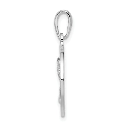 De-Ani Sterling Silver Rhodium-Plated Textured Bahamas with Palm Tree Pendant