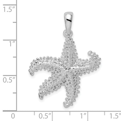De-Ani Sterling Silver Rhodium-Plated Polished Pierced Starfish Pendant