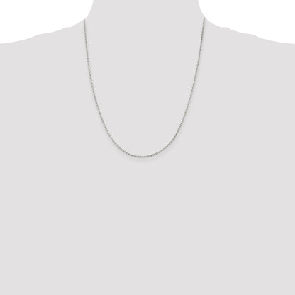 Sterling Silver Rhodium-plated 1.5mm Beveled Oval Cable Chain