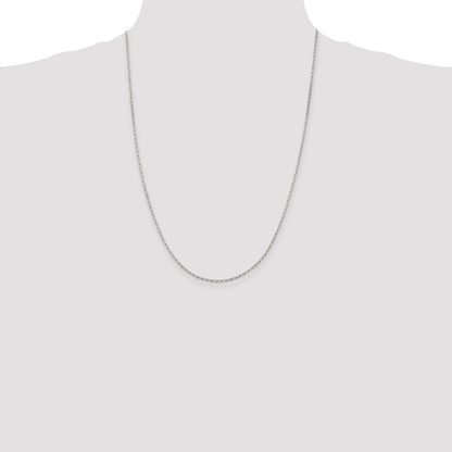 Sterling Silver Rhodium-plated 1.5mm Beveled Oval Cable Chain