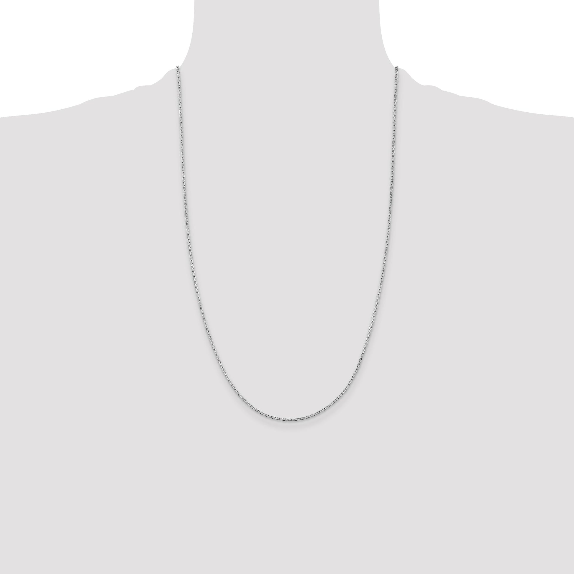 Sterling Silver Rhodium-plated 1.5mm Beveled Oval Cable Chain