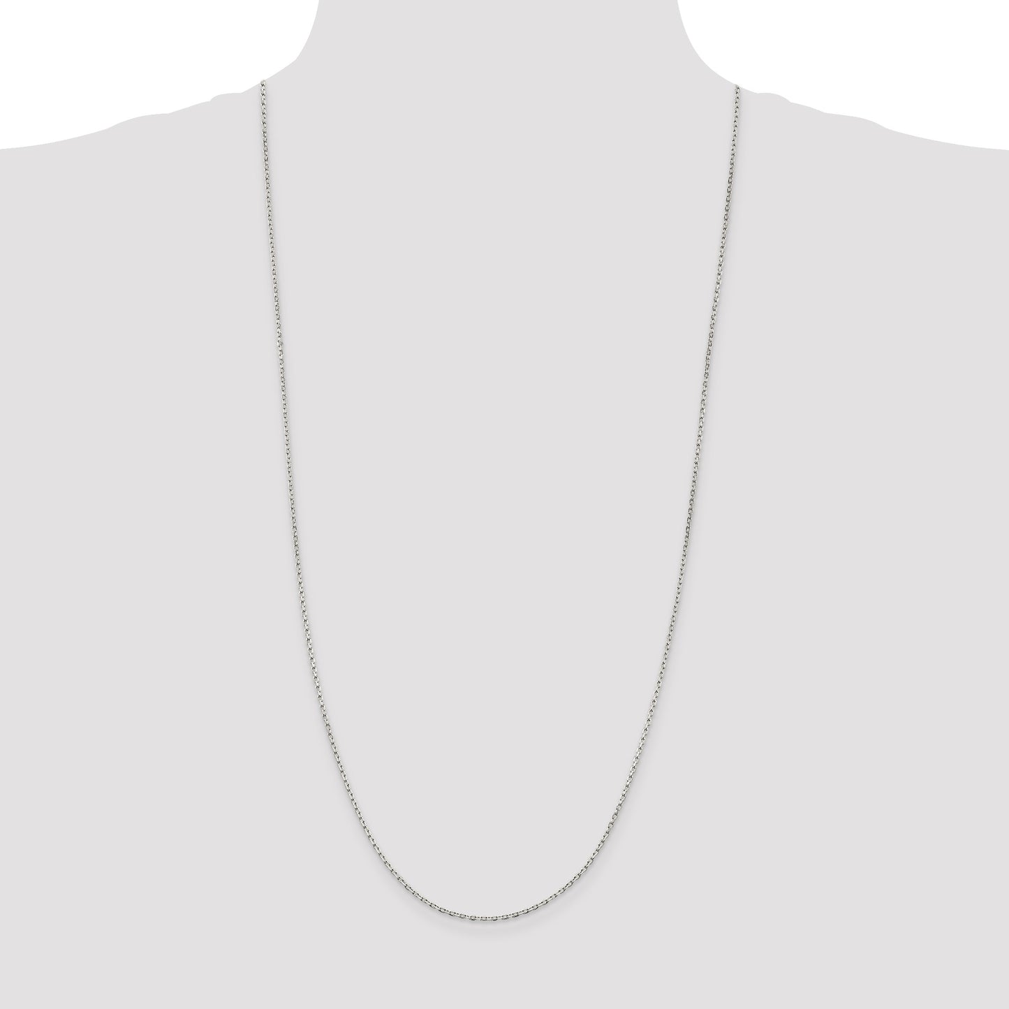 Sterling Silver Rhodium-plated 1.5mm Beveled Oval Cable Chain