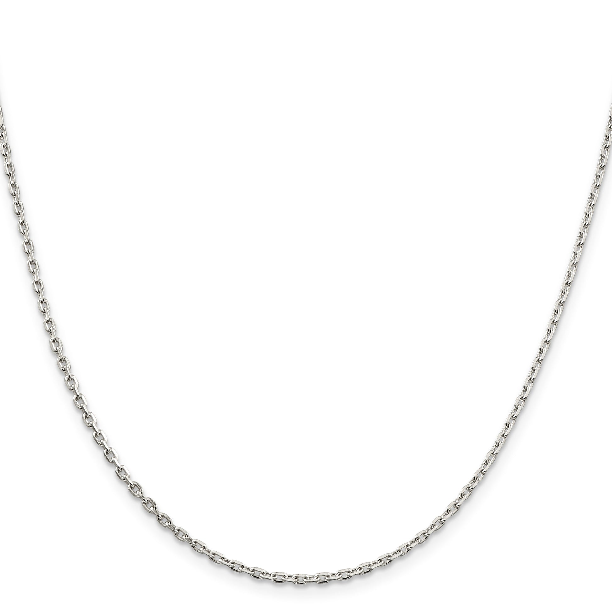 Sterling Silver 2mm Beveled Oval Cable Chain