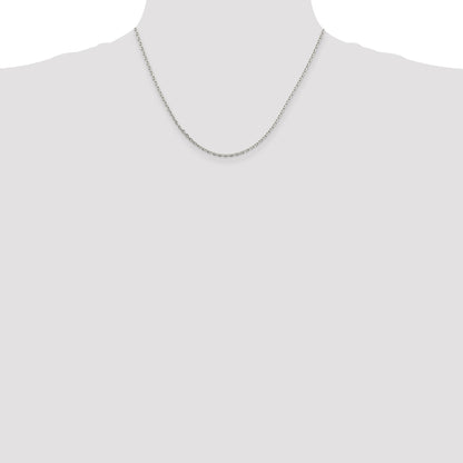 Sterling Silver 2mm Beveled Oval Cable Chain w/2in ext.