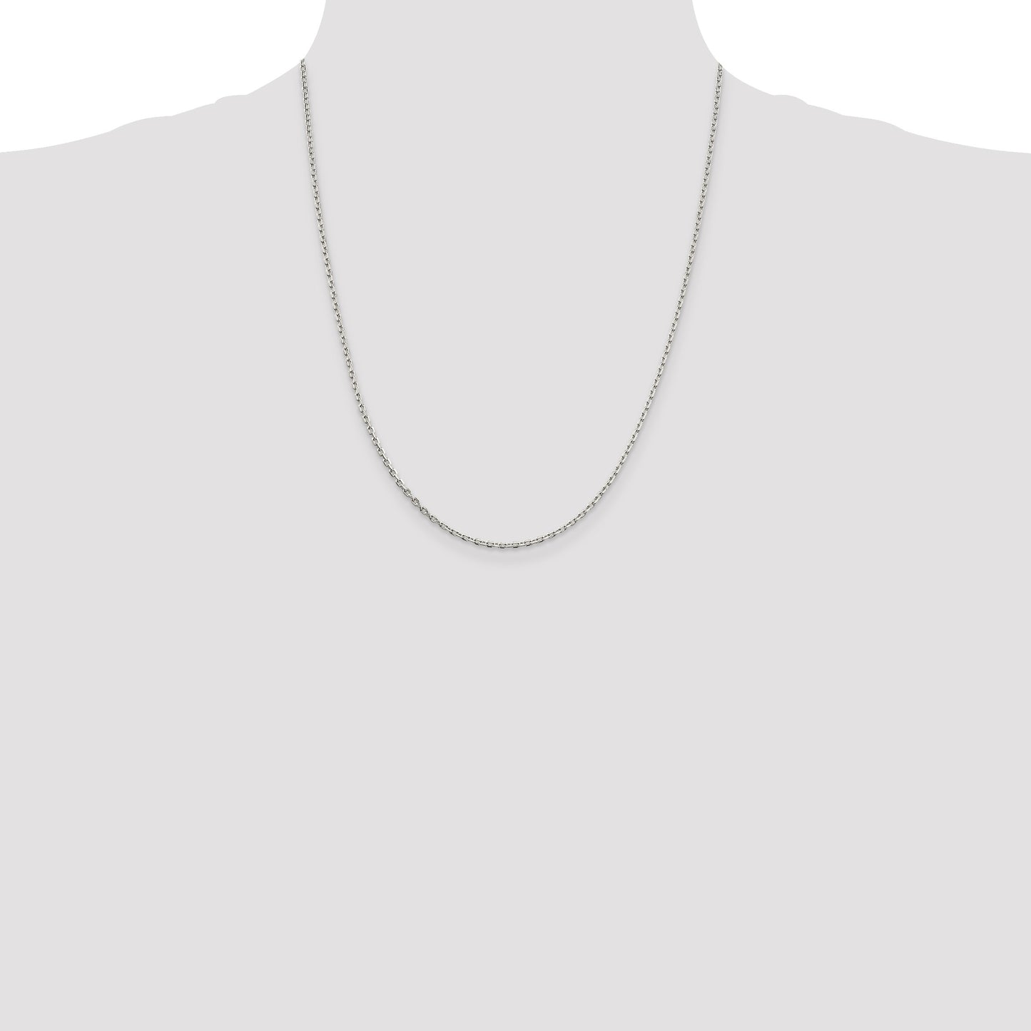 Sterling Silver 2mm Beveled Oval Cable Chain w/4in ext.