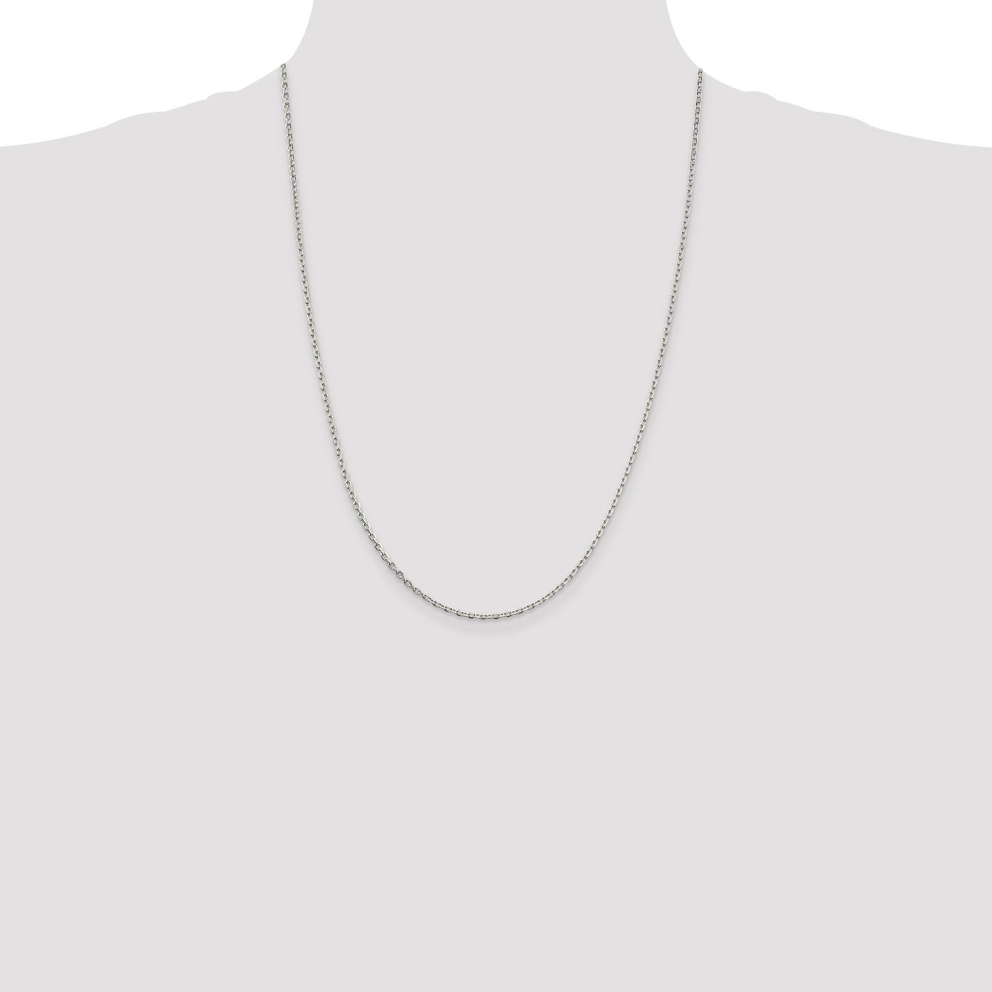 Sterling Silver 2mm Beveled Oval Cable Chain